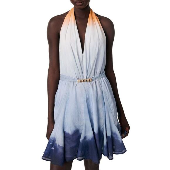 Maje Short 'Tie Dyed' Blue Cotton Dress Size 36 - NWT - Picture 1 of 5